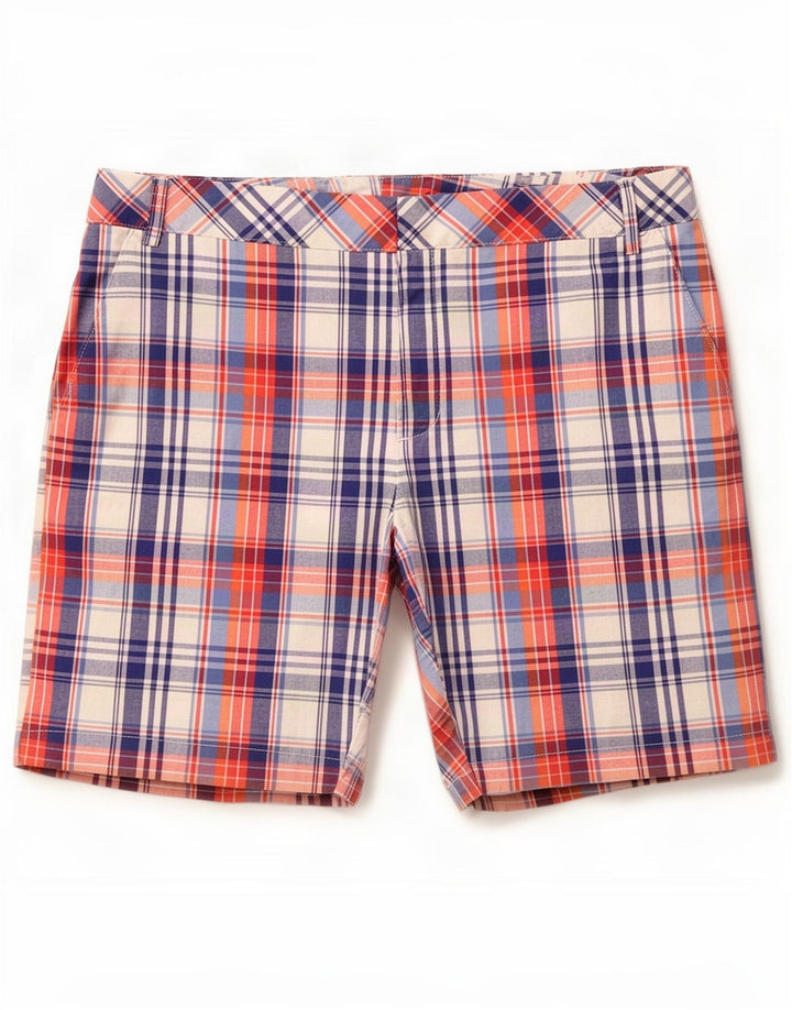 Izod Damen Chinoshorts US 6 Medium W34 Rot karierte Baumwolle