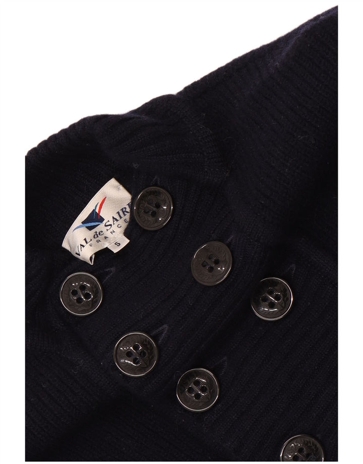 Vintage Herren-Pullover mit Knopfkragen, mittelgroß, Marineblau