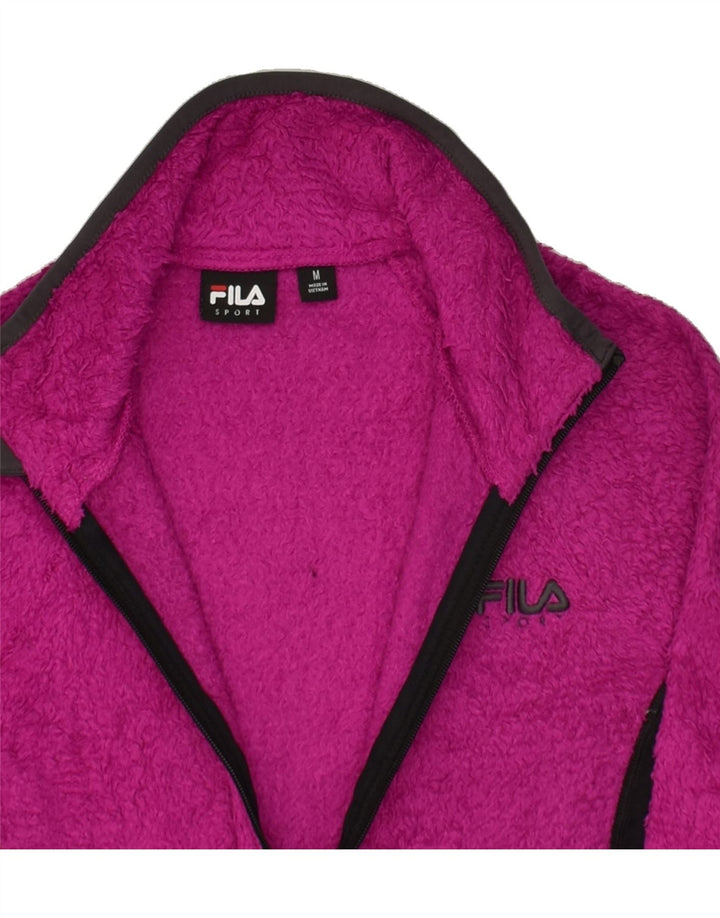 FILA Womens Fleece Jacket UK 14 Medium Pink Colourblock Polyester | Vintage Fila | Thrift | Second-Hand Fila | Used Clothing | Messina Hembry 
