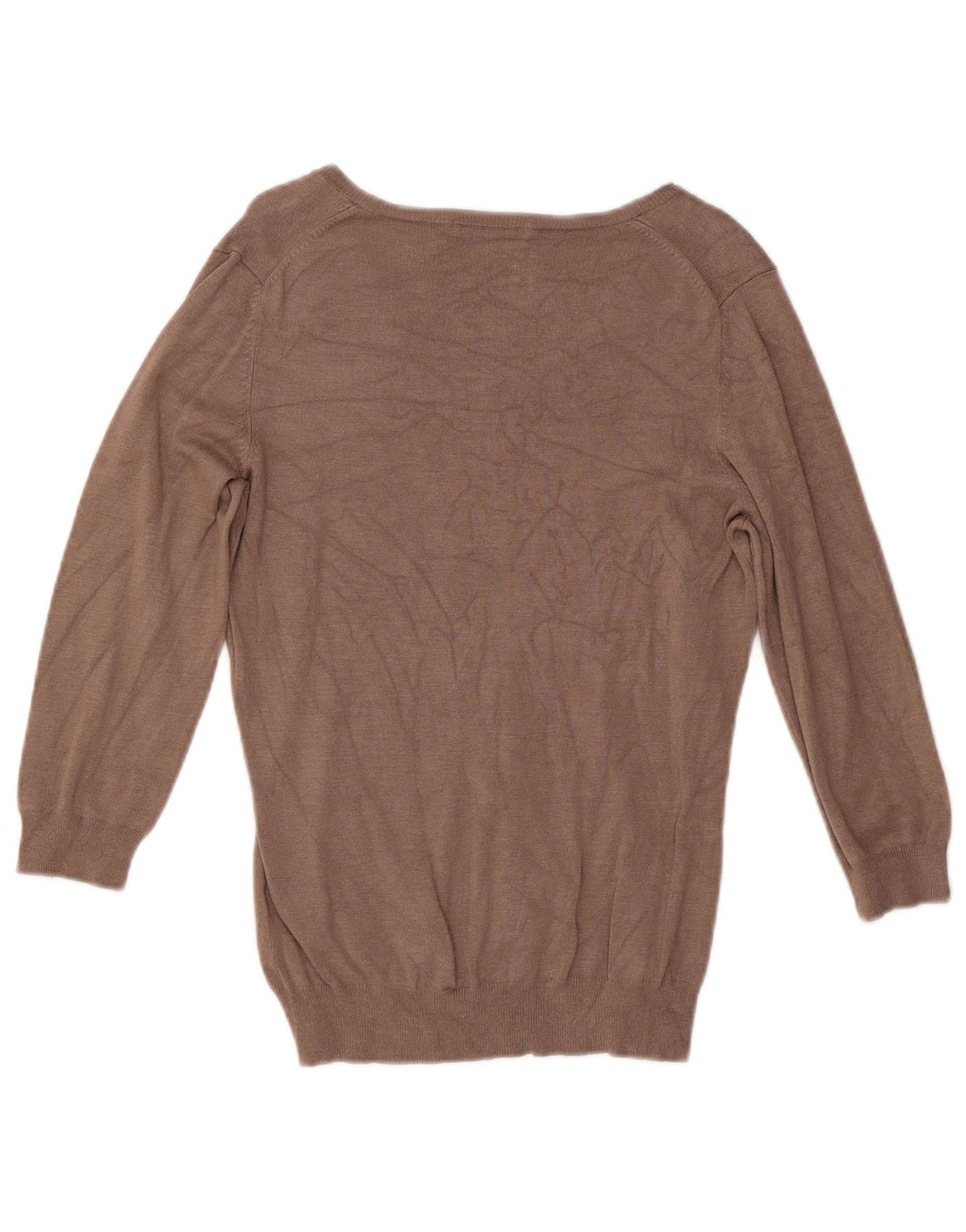 Marks & Spencer Damen-Pullover mit V-Ausschnitt, UK 12, mittelbraune Viskose
