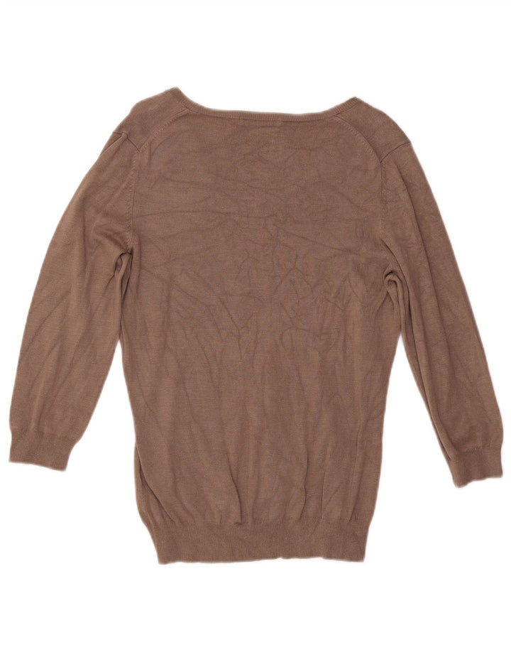 Marks & Spencer Damen-Pullover mit V-Ausschnitt, UK 12, mittelbraune Viskose
