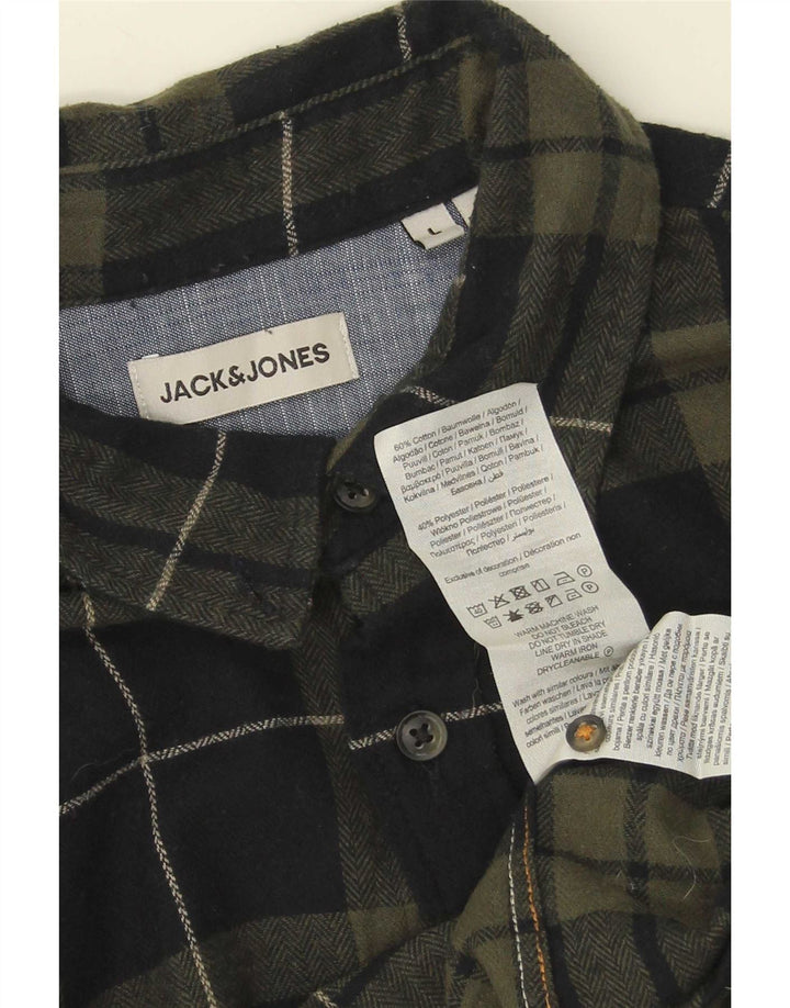 Jack & Jones Herren-Flanellhemd, groß, grün kariert, Baumwolle