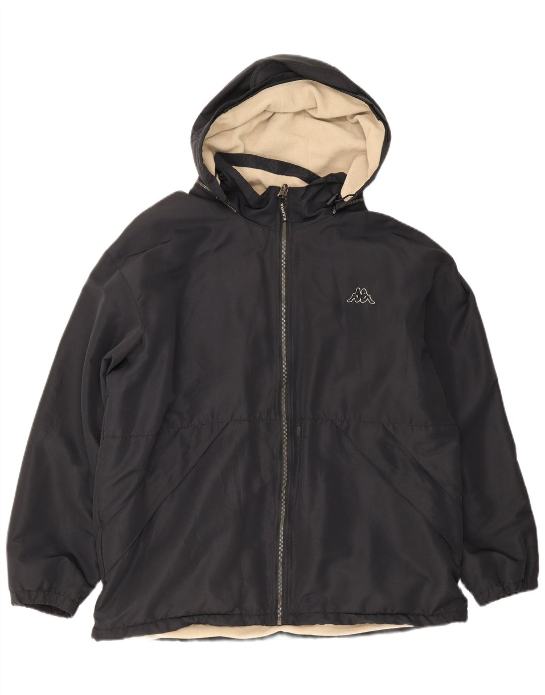 Kappa Herren-Jacke mit Kapuze, lockere Passform, wendbar, UK 40, Größe L, Schwarz, Polyester