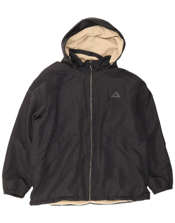 Kappa Herren-Jacke mit Kapuze, lockere Passform, wendbar, UK 40, Größe L, Schwarz, Polyester