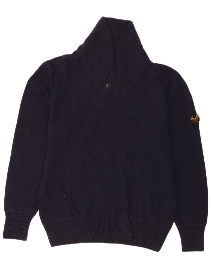 Avirex Herren-Pullover mit Schalkragen, mittlere marineblaue Merinowolle