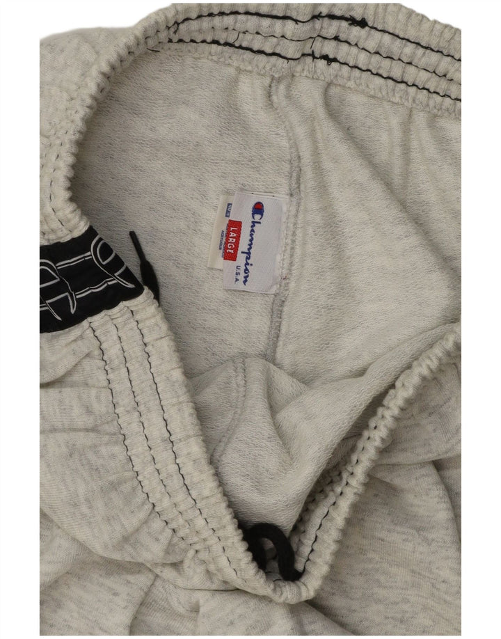 CHAMPION Mens Graphic Tracksuit Trousers Large  Grey Colourblock Cotton