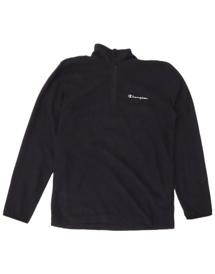 Champion Herren-Fleecepullover mit Reißverschluss am Hals, groß, marineblaues Polyester