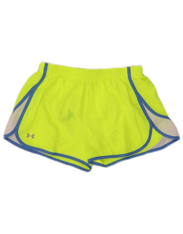 Under Armour Damen Heat Gear Sport Shorts UK 10 Small Gelb Farbblock