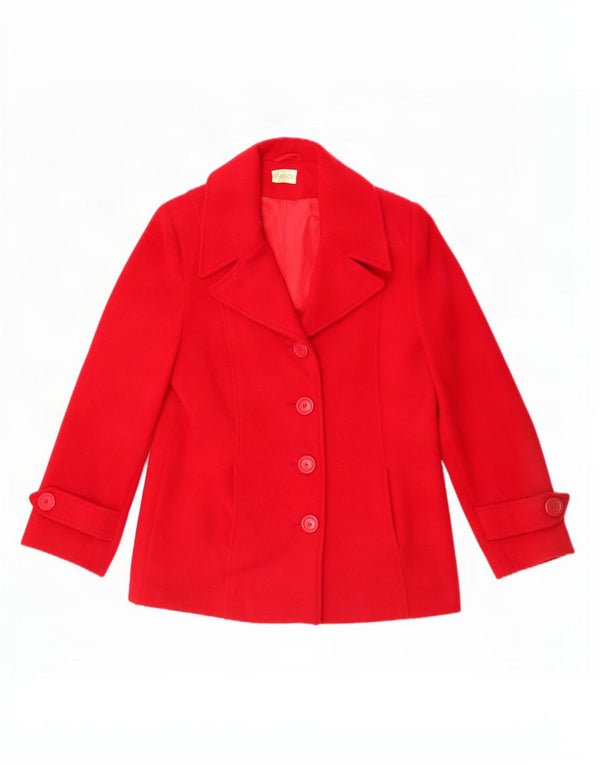 Classics Damen-Blazerjacke mit 4 Knöpfen, UK 12, mittelrote Wolle