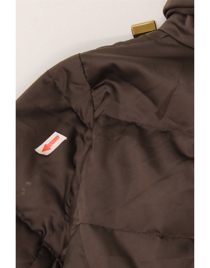 Zara Wattierter Damenmantel mit Kapuze, UK 12, Mittelbraun, Polyester