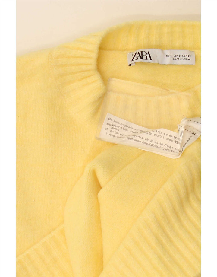 Zara Damen-Pullover, übergroß, mit Rundhalsausschnitt, Gr. 10, Größe S, Gelb