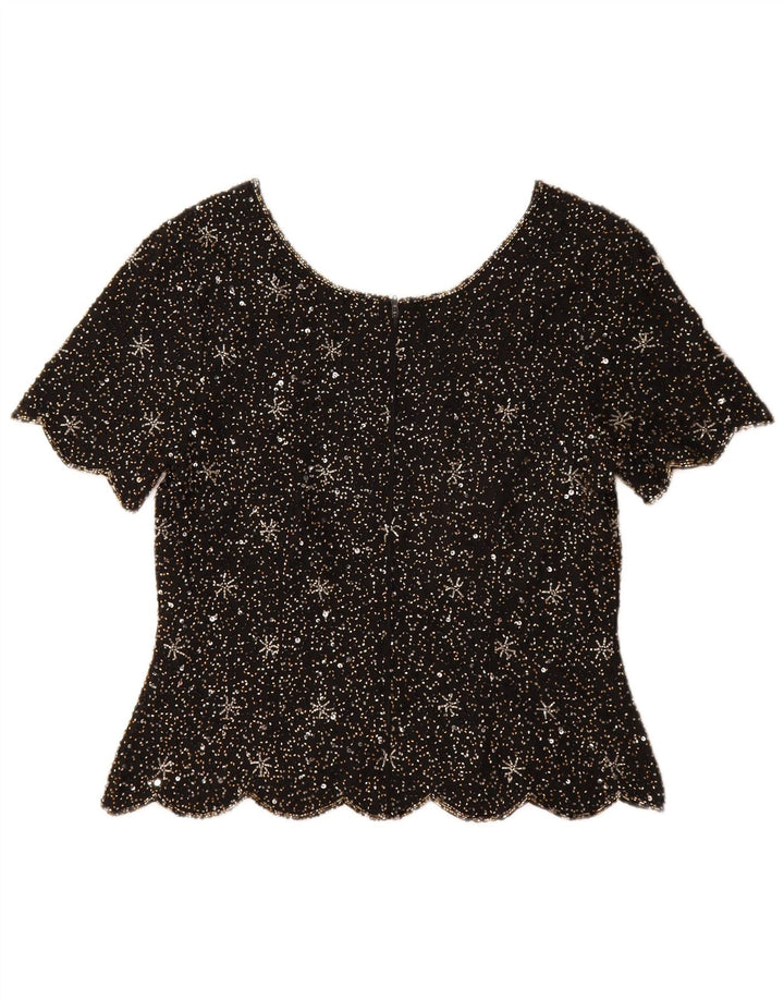 Vittoria Verani Damen Blusentop IT 42 Mittelschwarze Seide