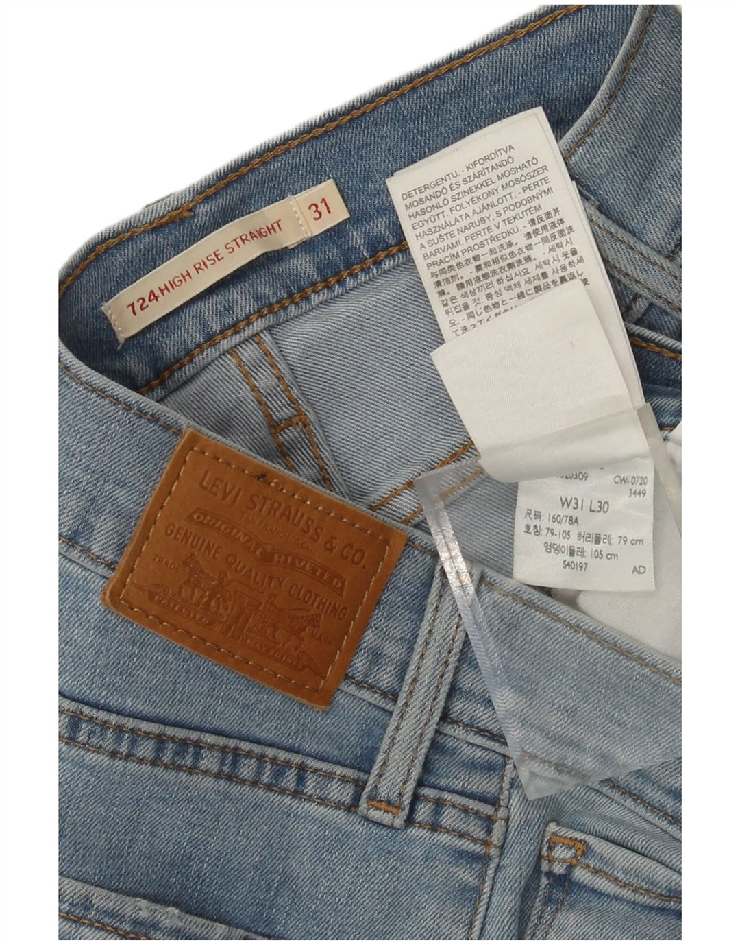 LEVI'S Damen 724 High Rise Straight Jeans W31 L30 Blaue Baumwolle