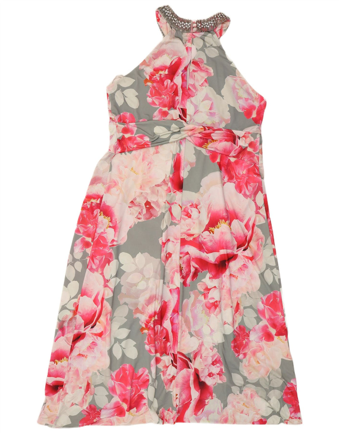 DEBUT Womens Maxi Halter Dress UK 20 2XL Multicoloured Floral Polyester