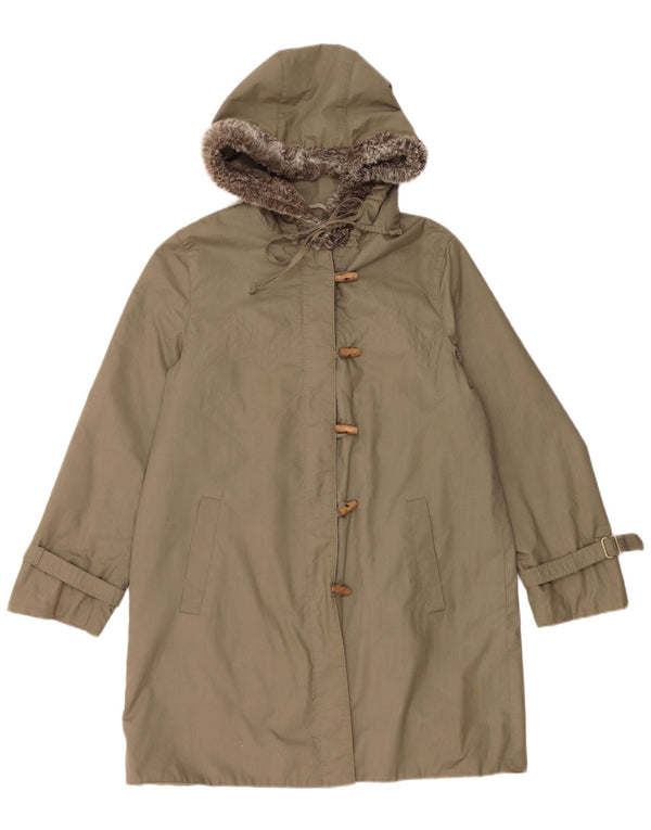 Vintage Damen Übergroßer Kapuzen-Dufflecoat EU 36 Small Khaki