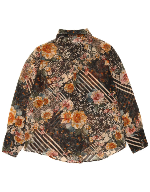 Zara Damen-Hemdbluse UK 14 Mittelmehrfarbiges Blumenmuster aus Polyester