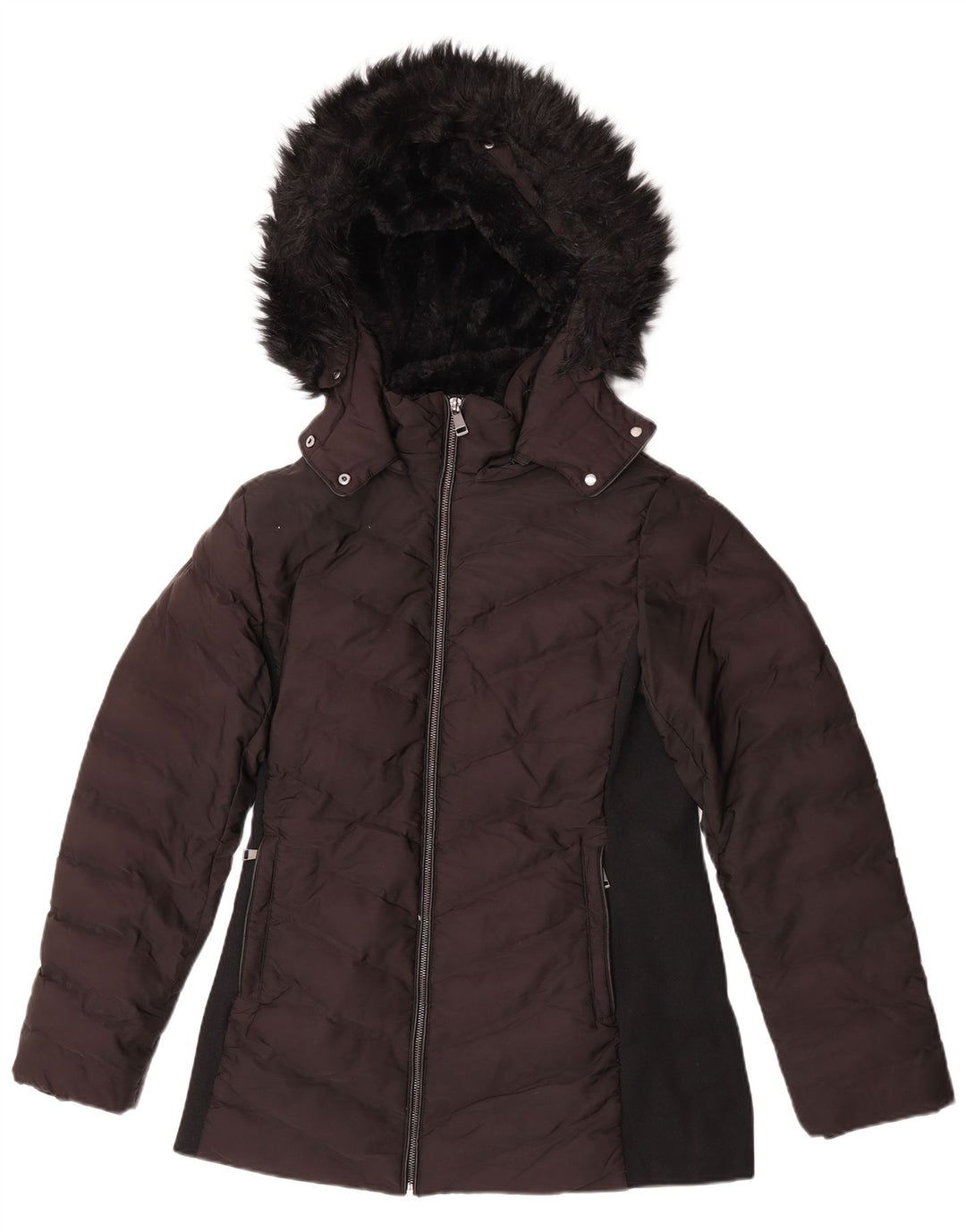 Zara Damen-Jacke mit Kapuze, gepolstert, Größe 44, Schwarz