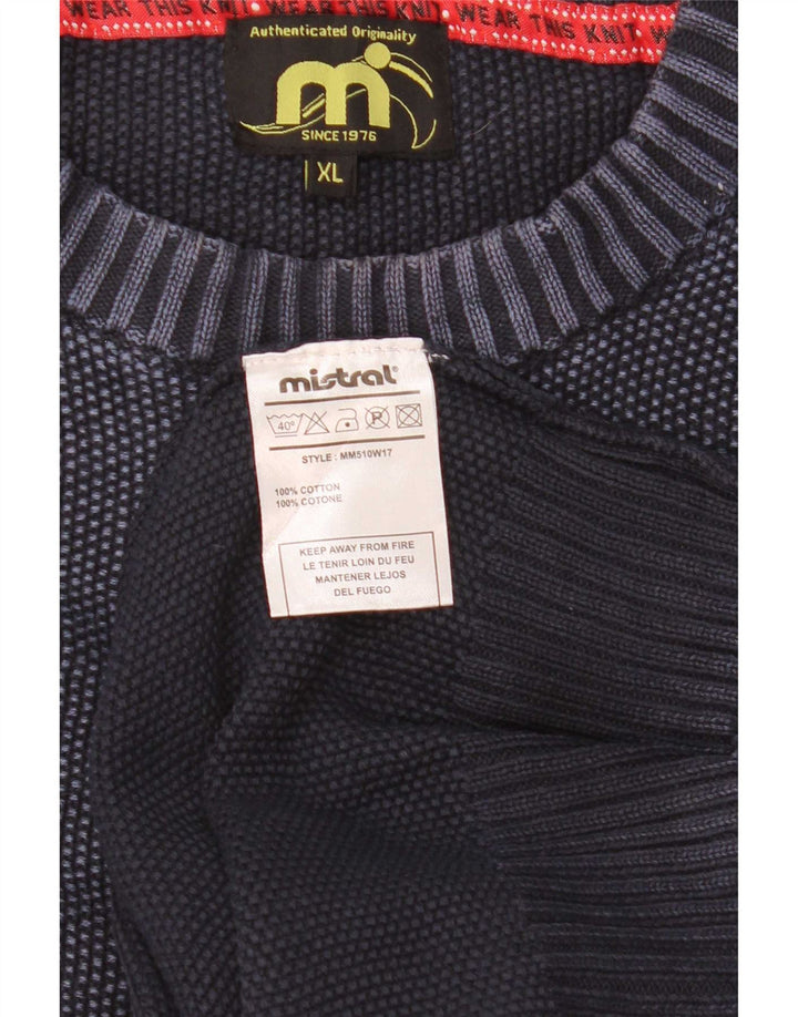 Mistral Herren-Pullover mit Rundhalsausschnitt, XL, Marineblau, Baumwolle
