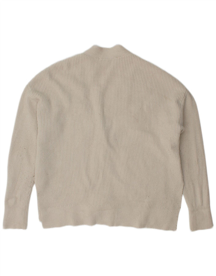 Zara Damen-Strickjacke in Übergröße, Gr. 10, Größe S, weiße Viskose