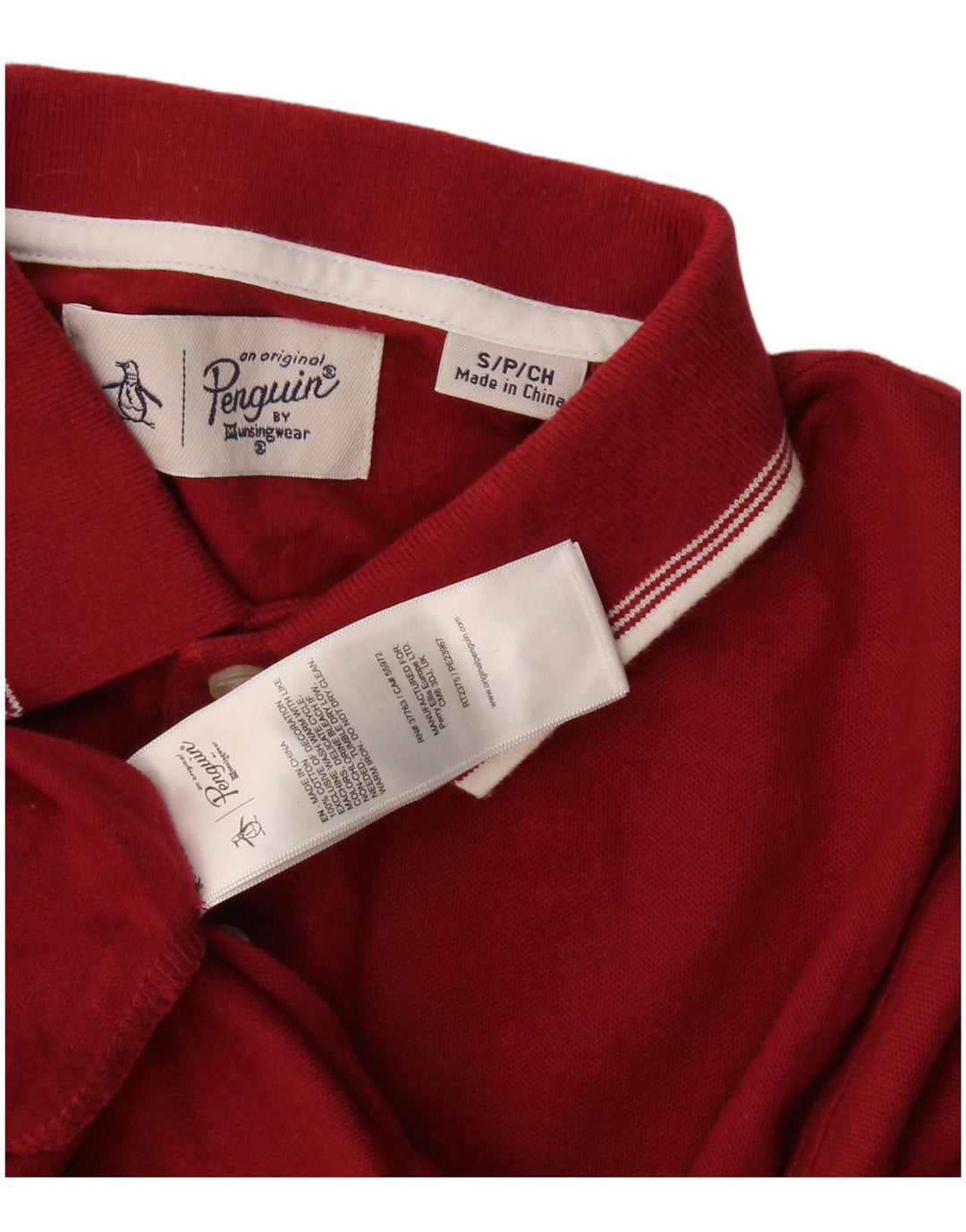 Penguin Herren-Poloshirt, Größe S, Burgunderrot, Baumwolle