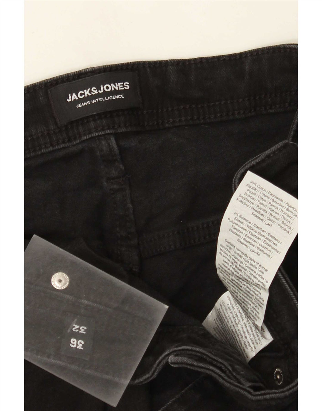 Jack & Jones Herren Slim Jeans W36 L32 Schwarze Baumwolle