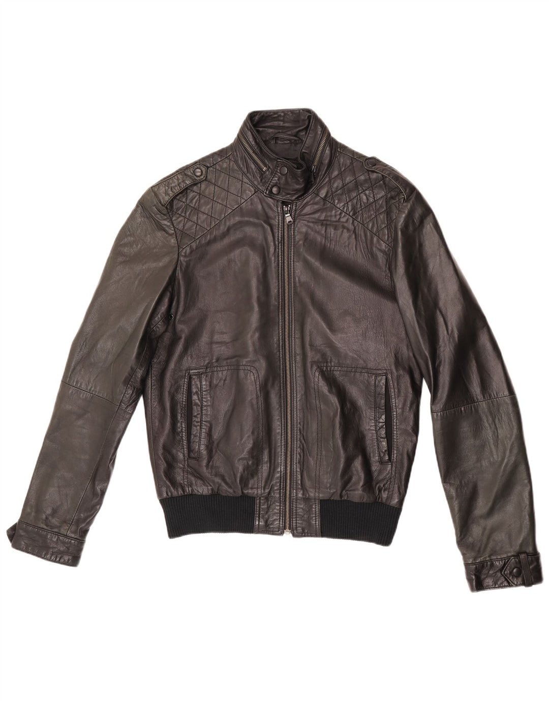 ZARA Herren Lederjacke UK 38 Mittelschwarzes Leder