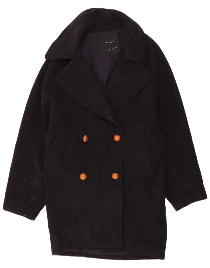 Zara Damen Übergroßer zweireihiger Mantel UK 6 XS Schwarz