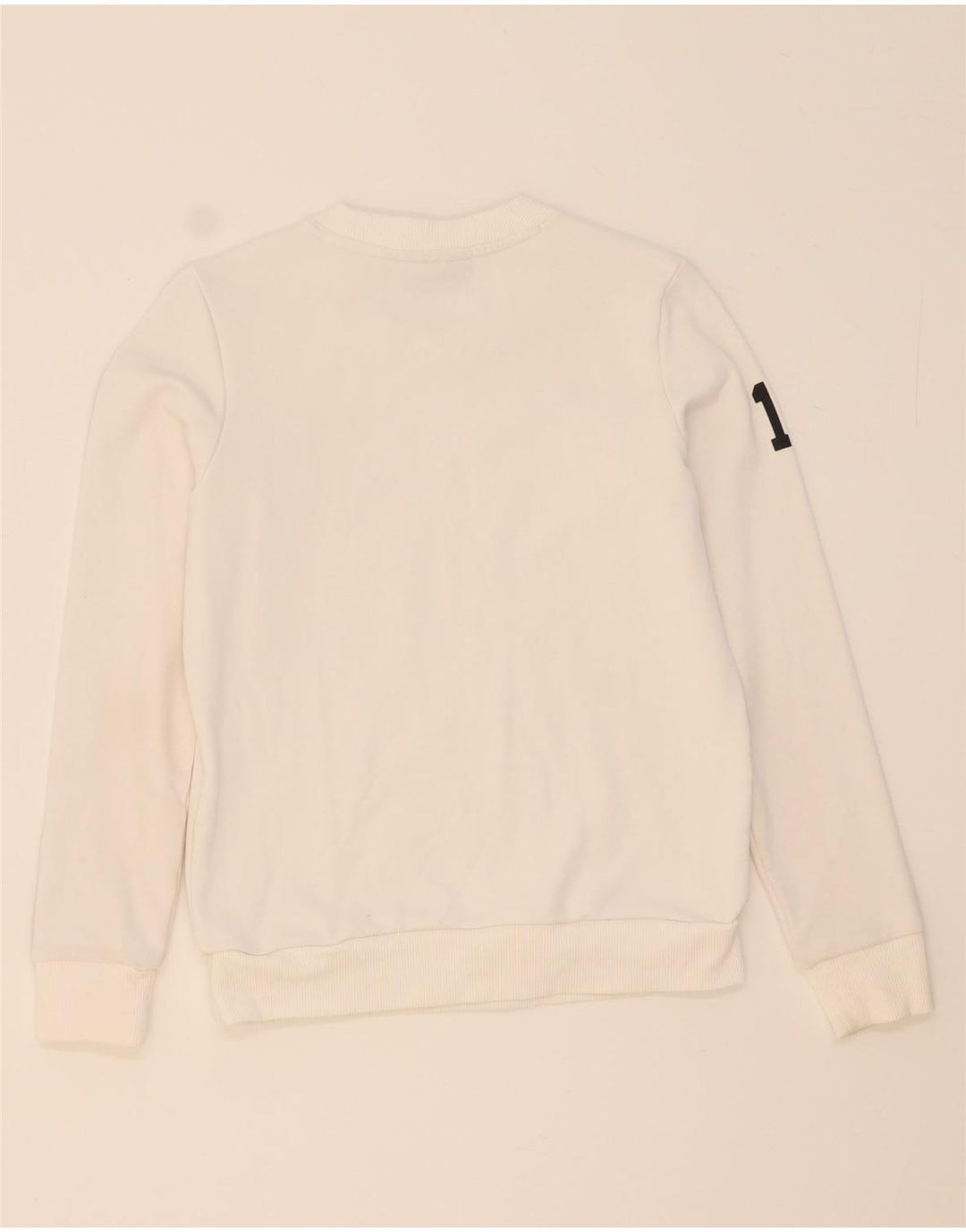 FILA Womens Graphic Sweatshirt Jumper UK 12 Medium White Colourblock Vintage Fila and Second-Hand Fila from Messina Hembry 