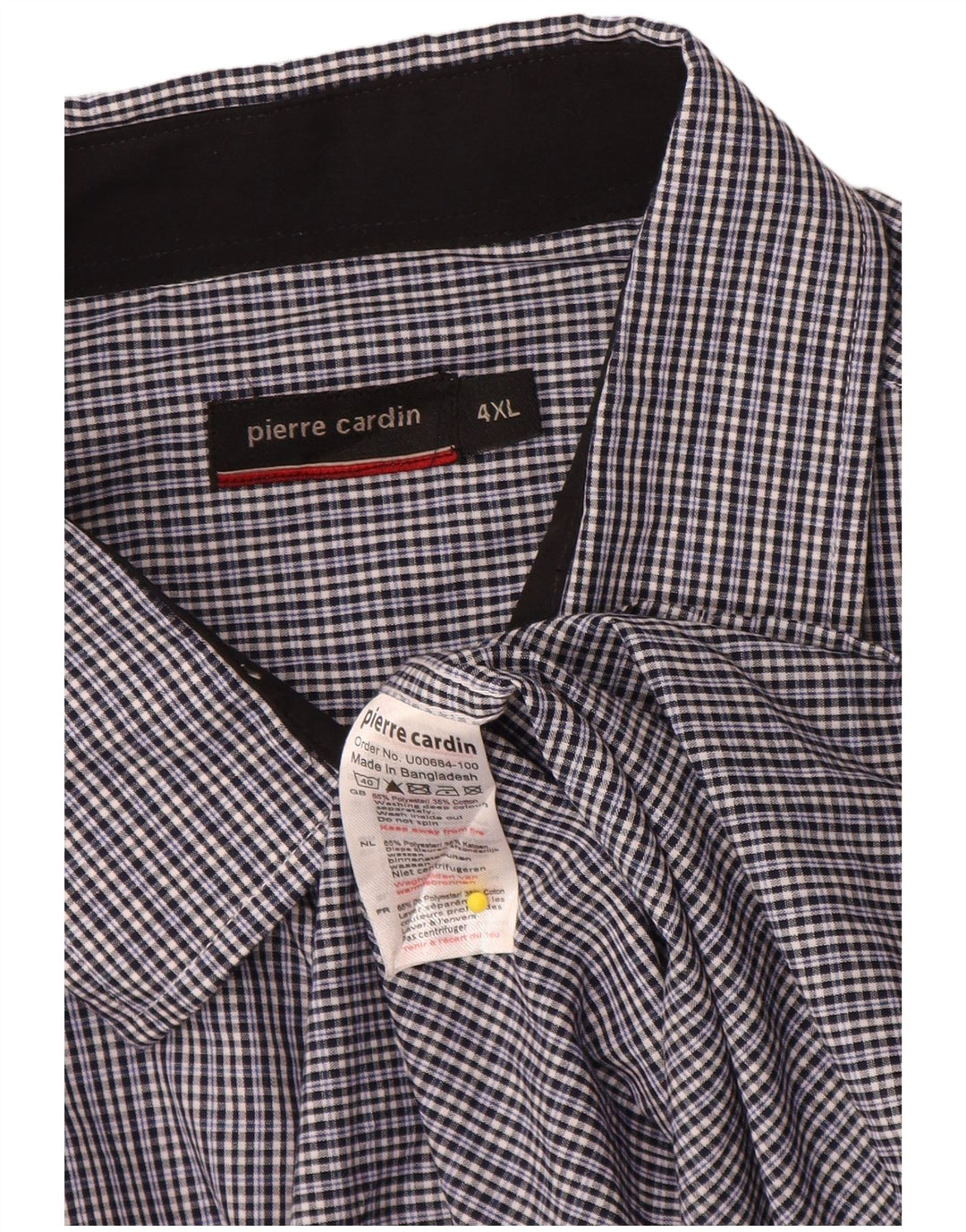 PIERRE CARDIN Herrenhemd 4XL Marineblaues Gingham-Polyester