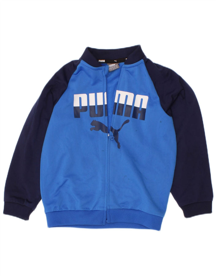 Puma Jungen Grafik-Trainingsanzug-Top-Jacke, 2–3 Jahre, blaues Farbblock-Polyester