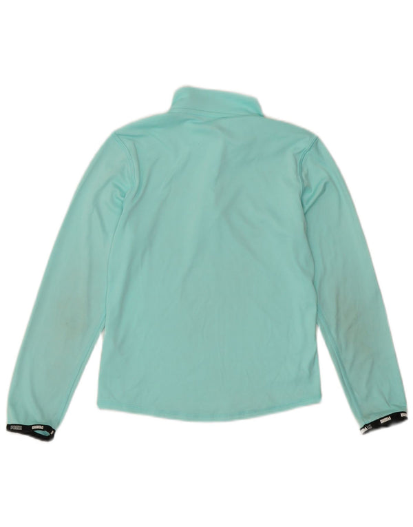 Puma Mädchen-Top mit Reißverschluss, langärmelig, 9–10 Jahre, Türkis, Polyester, Sport