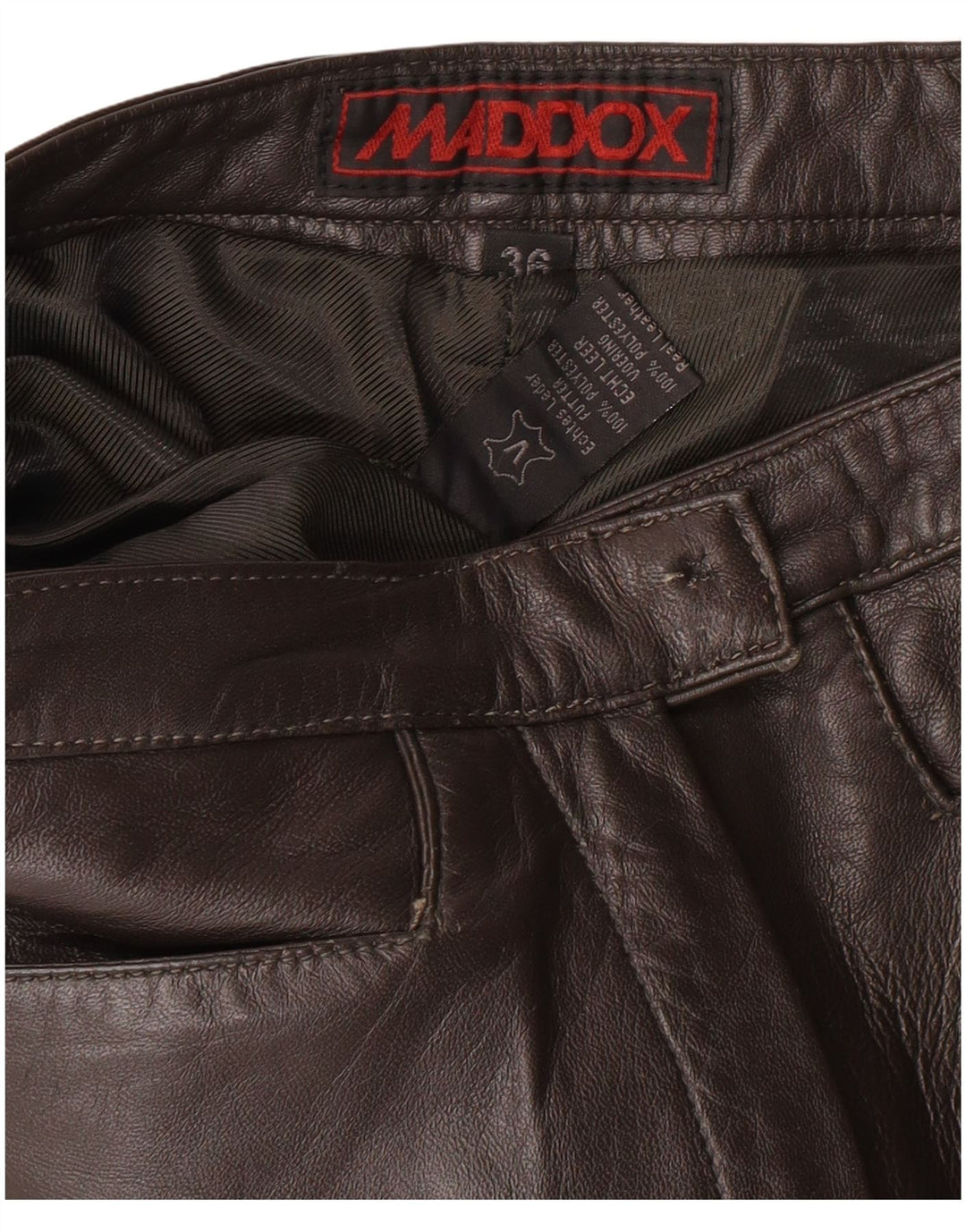 MADDOX Damen Lederhose EU 36 Small W26 L32 Braunes Leder