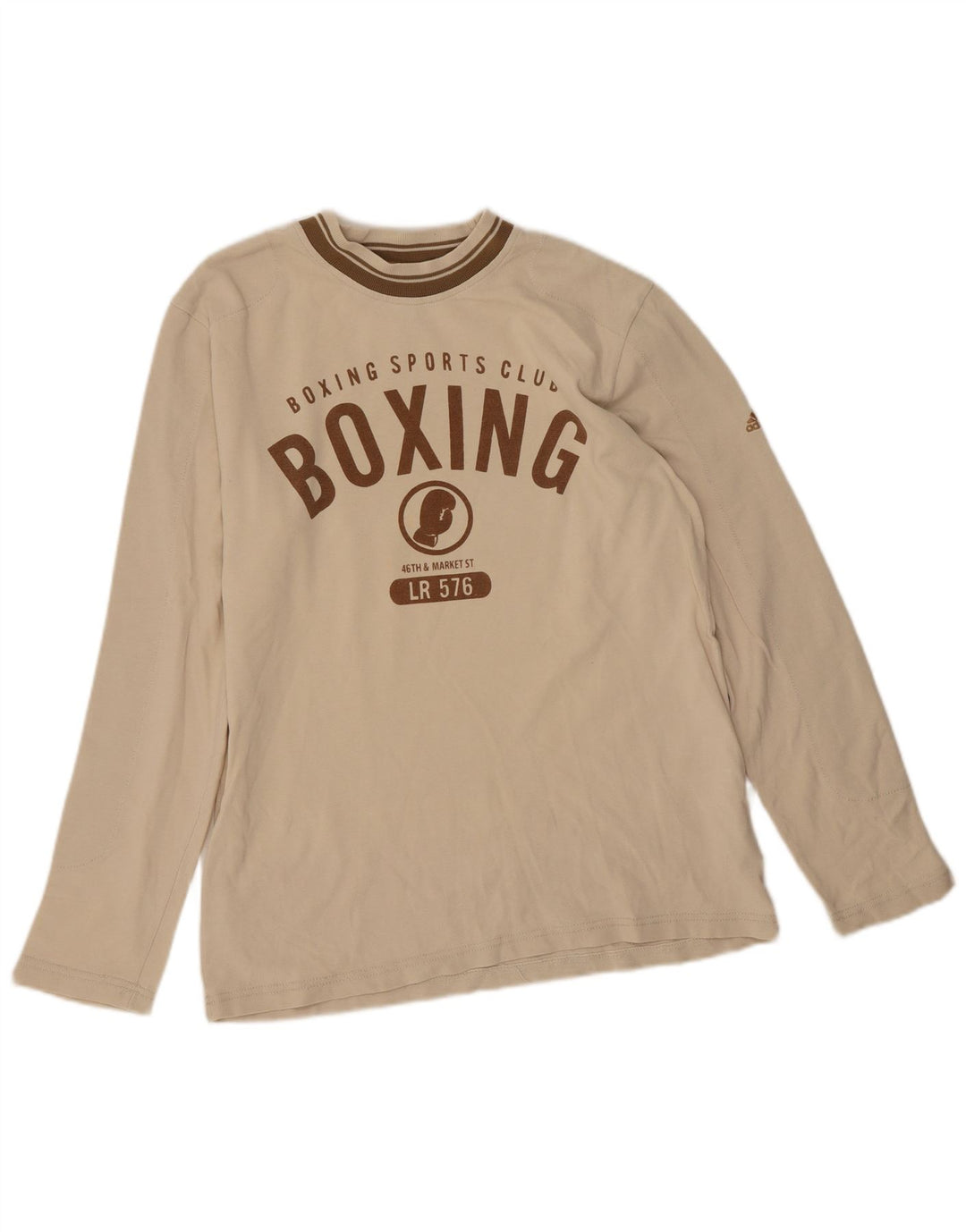 Adidas Herren Graphic Top Langarm Small Beige Colourblock Baumwolle
