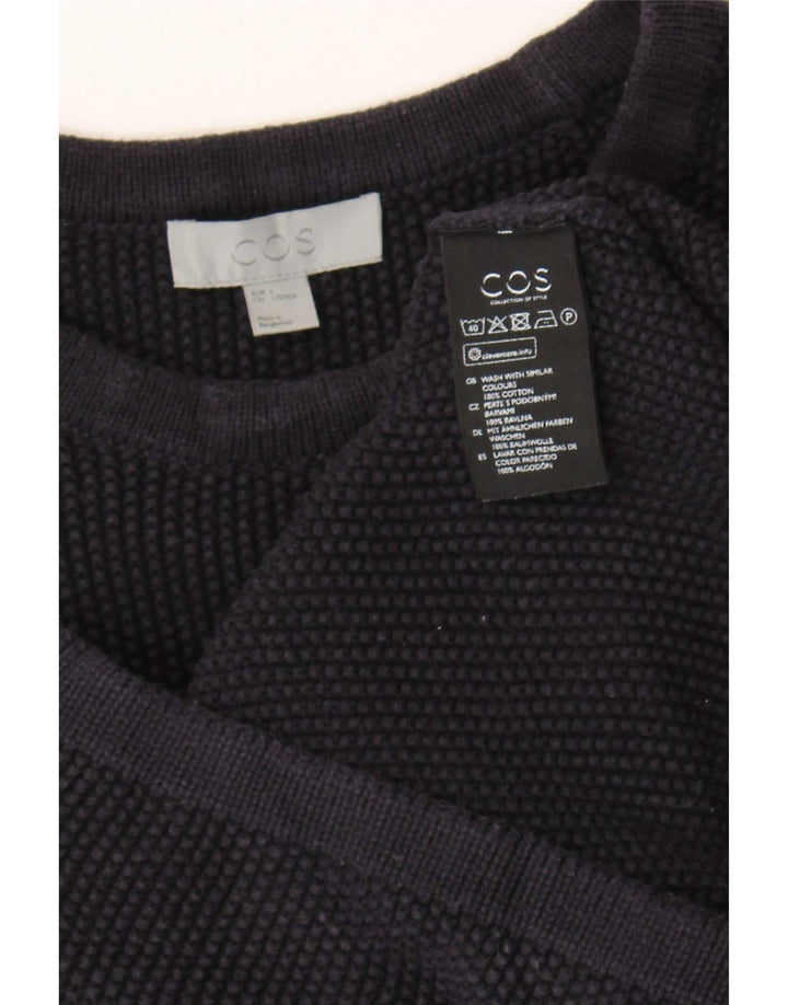 Cos Herren-Pullover mit U-Boot-Ausschnitt, Größe S, marineblaue Baumwolle