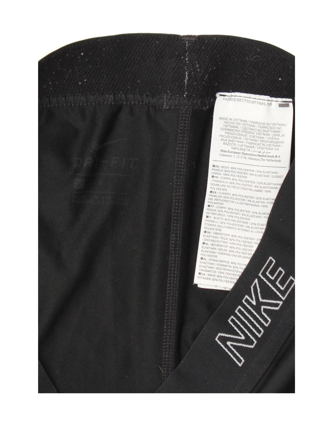 Nike Womens Dri Fit Graphic Capri Leggings UK 14 Large Schwarz Polyester