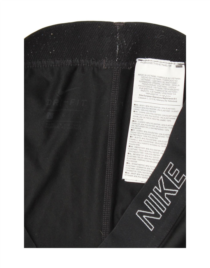 Nike Womens Dri Fit Graphic Capri Leggings UK 14 Large Schwarz Polyester