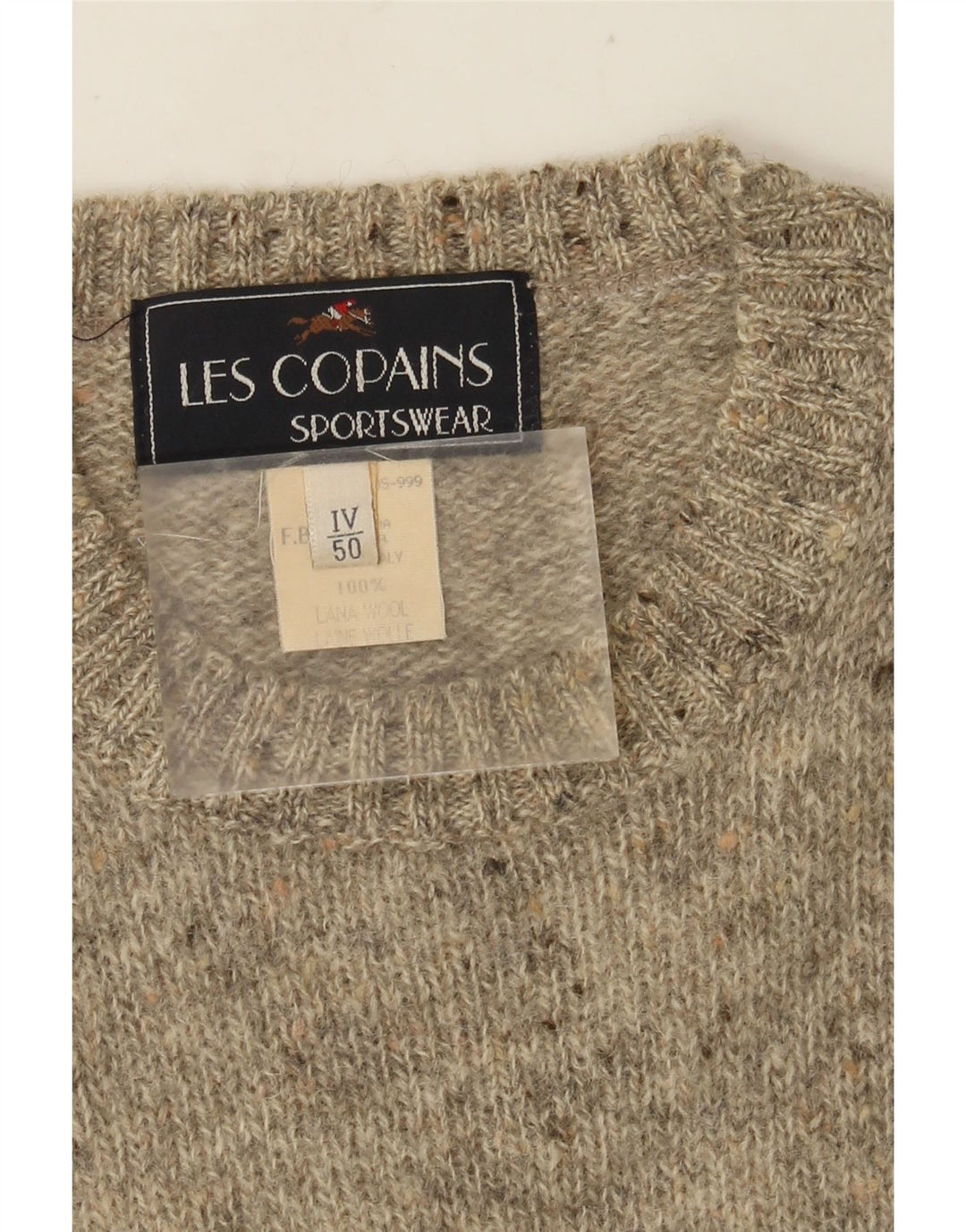 Les Copains Herren-Pullover mit Rundhalsausschnitt, IT 50, mittelgrau gefleckte Wolle