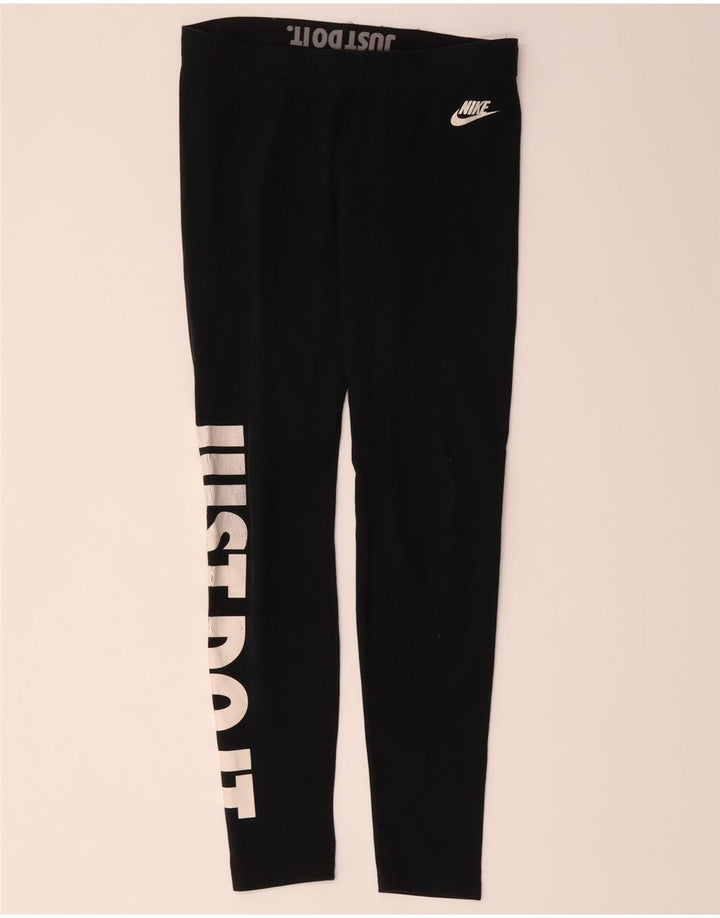 Nike Womens Graphic Leggings UK 12 Mittelschwarze Baumwolle
