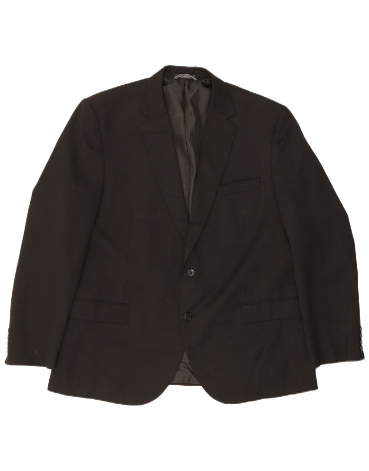 Marks & Spencer Herren-Blazer mit 2 Knöpfen, UK 46, XL, Schwarz, Polyester