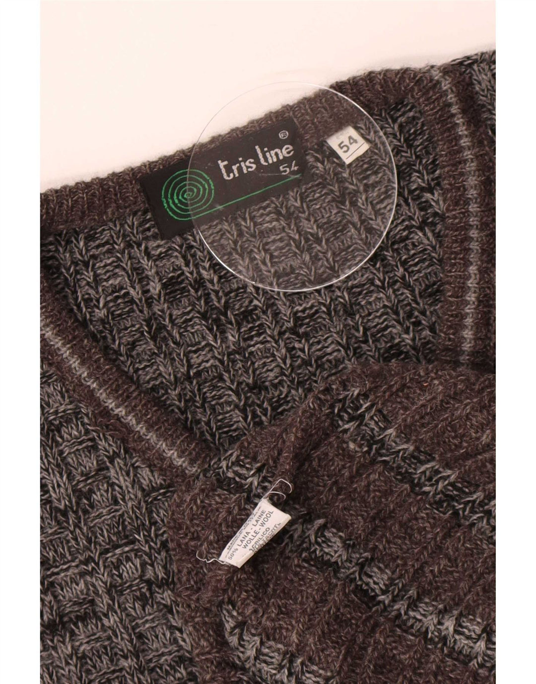 Tris Line Herren-Pullover mit V-Ausschnitt IT 54 XL grau gestreifte Wolle