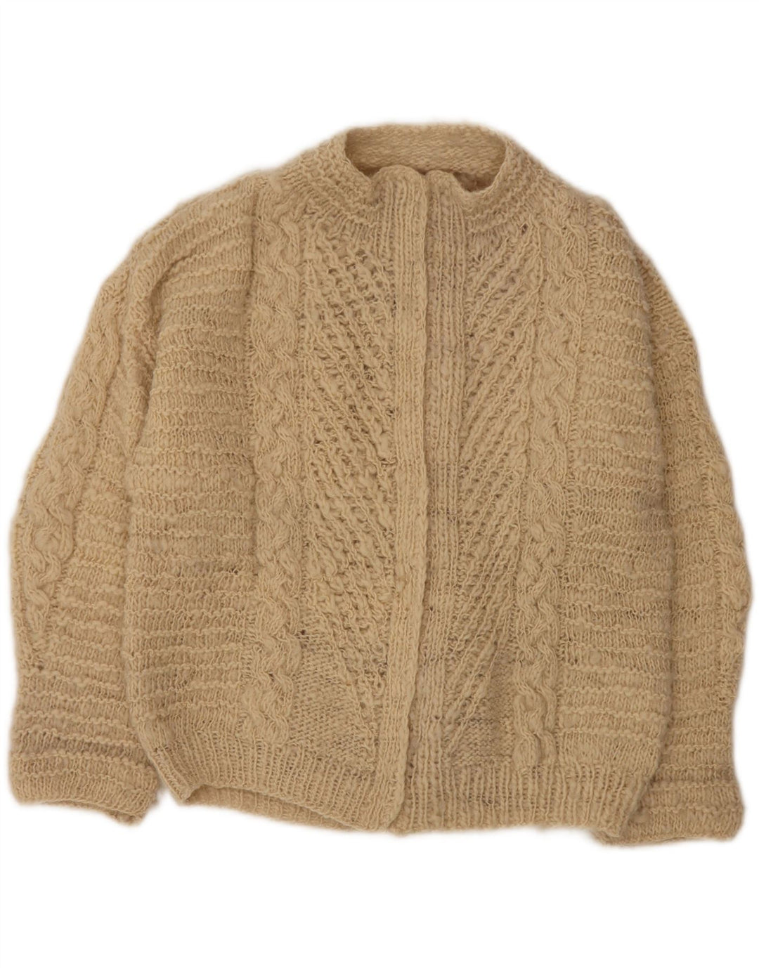 VINTAGE Offener Damen-Cardigan-Pullover UK 18 XL Beige