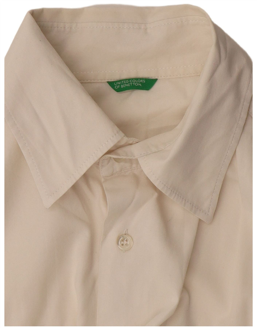 Benetton Herren Kurzarmhemd Medium Off White