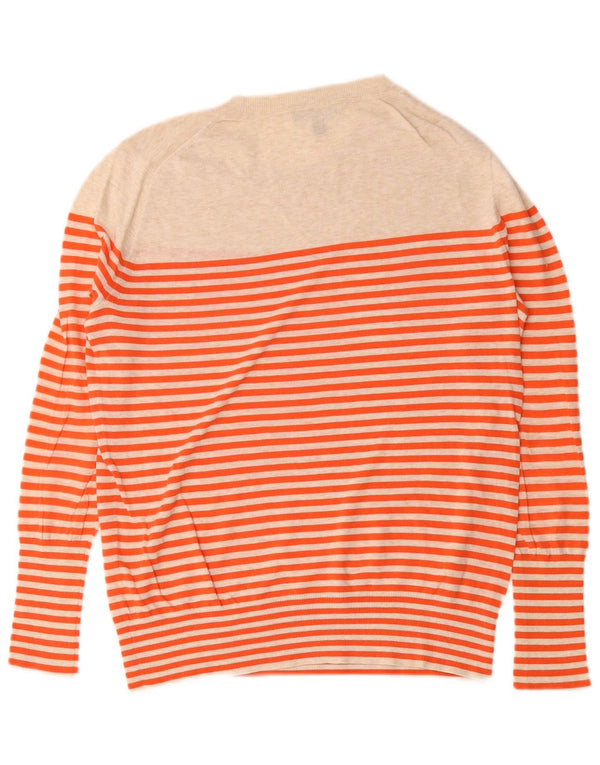 J. Crew Damen-Pullover mit Rundhalsausschnitt, US 6, mittelbeige, gestreift, Baumwolle