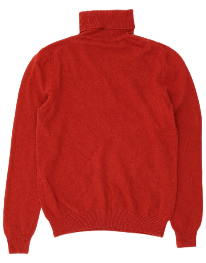 BENETTON Rollkragenpullover für Damen, UK 14, Größe L, rote Schurwolle