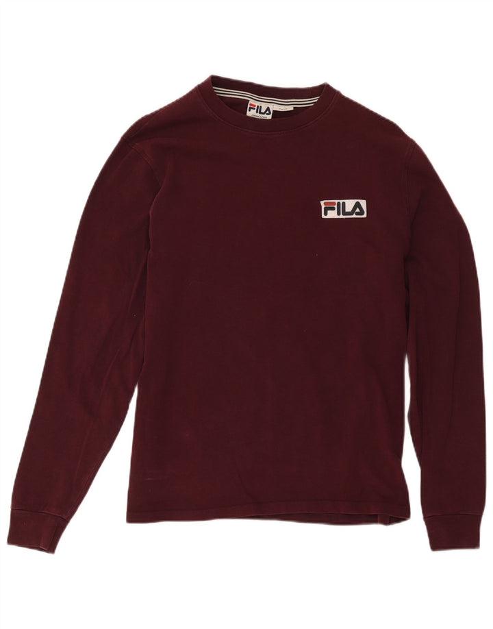 Fila Herren-Top, langärmelig, klein, Burgunderrot, Baumwolle
