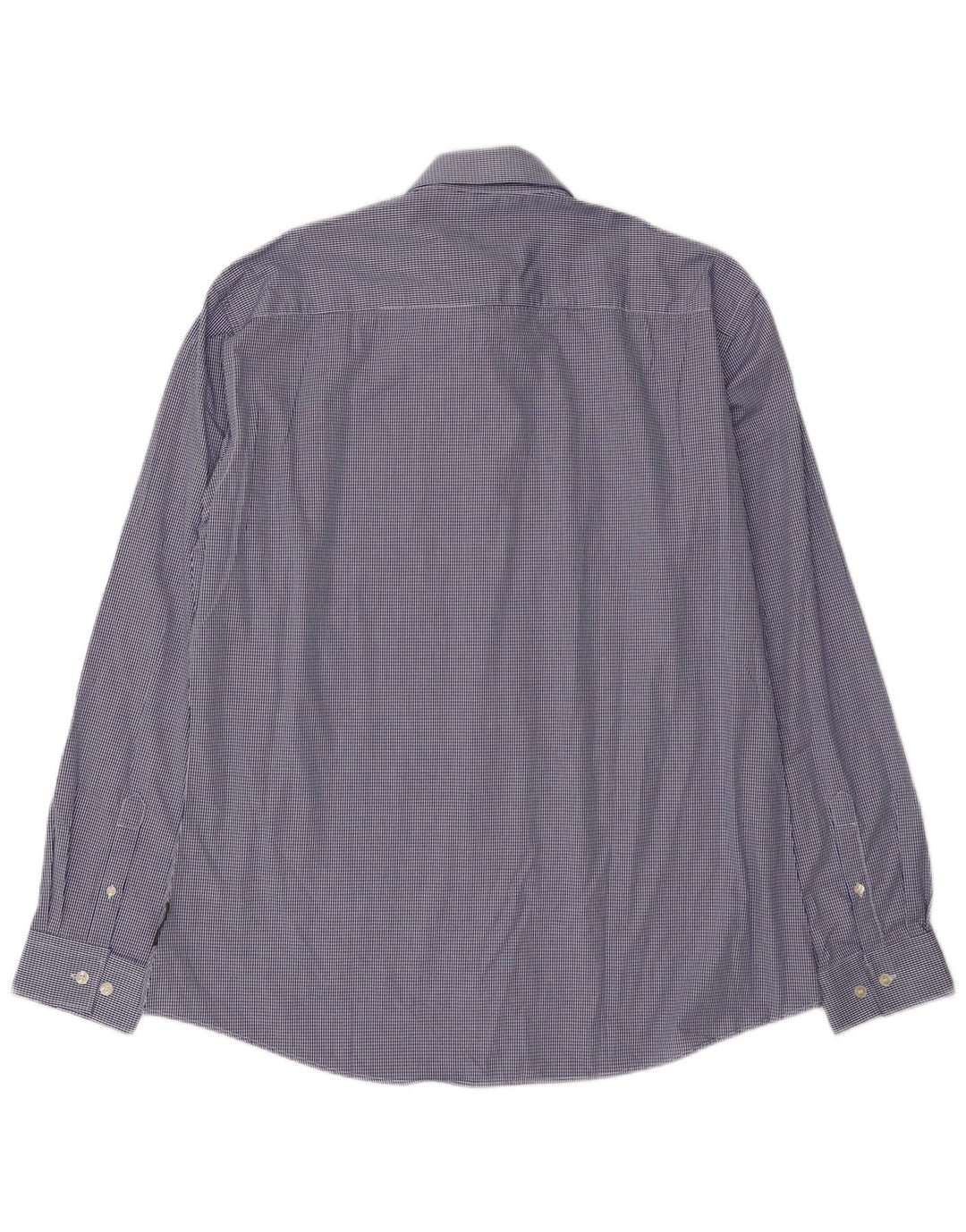French Connection Herrenhemd XL aus blauer Gingham-Baumwolle