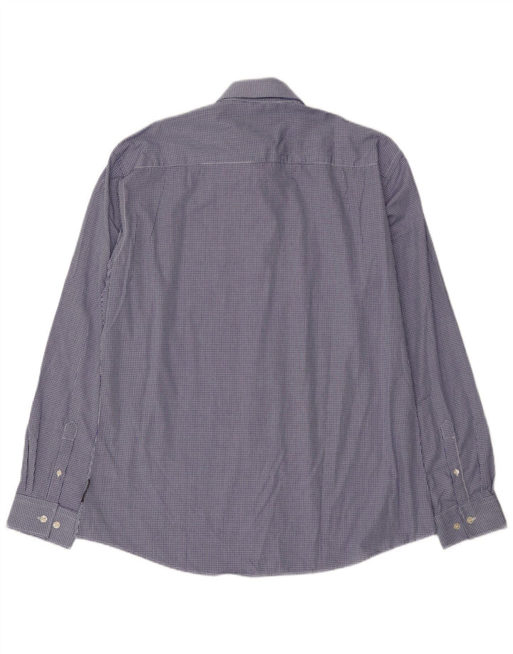 French Connection Herrenhemd XL aus blauer Gingham-Baumwolle