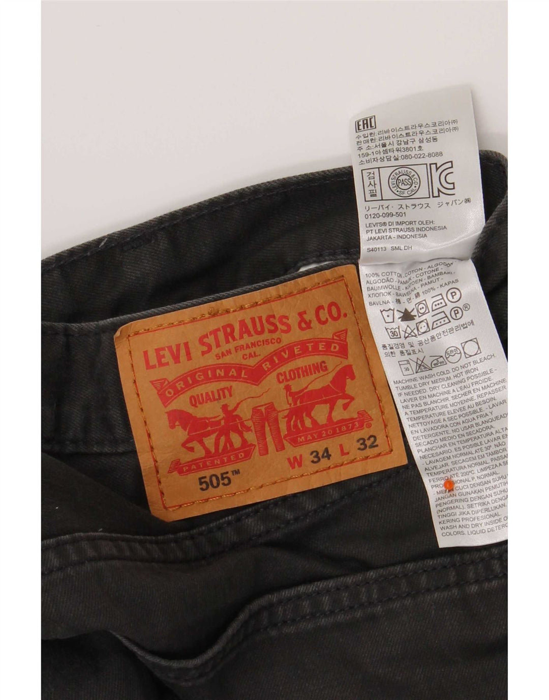 Levi's Herren 505 Straight Jeans W34 L32 Graue Baumwolle