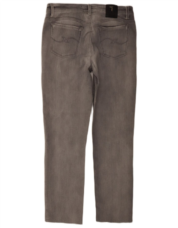 TRUSSARDI Damen Straight Jeans W27 L25 Graue Baumwolle