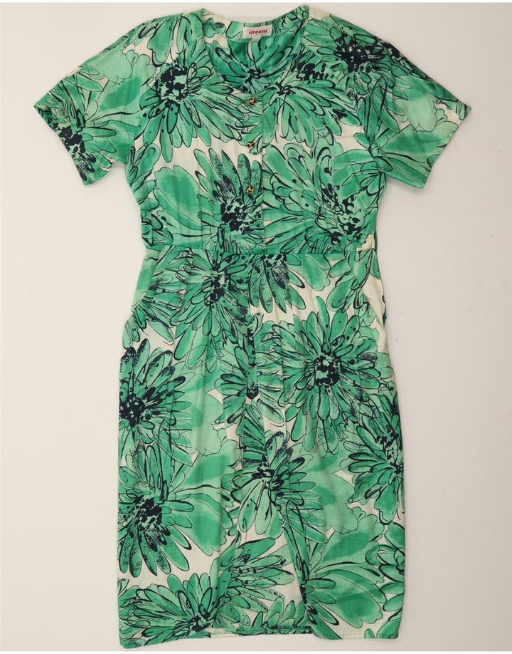 INCOM Womens Sheath Dress IT 44 Medium Green Floral Vintage Incom and Second-Hand Incom from Messina Hembry 